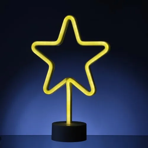 MARELIDA LED Neon Figur Stern LED NEON Schild Neonlicht Dekolampe Neon Leuchtfigur Weihnachten Batterie USB 30cm (Stern)