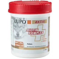 Lupo Aktiv Biotin Complex - 900 g - Nahrungsergänzung für Hunde zur Unterstützung von Fell, Haut und Krallen. Enthält Biotin, Zink und Omega-3-Fettsäuren für ein gesundes und glänzendes Fell.