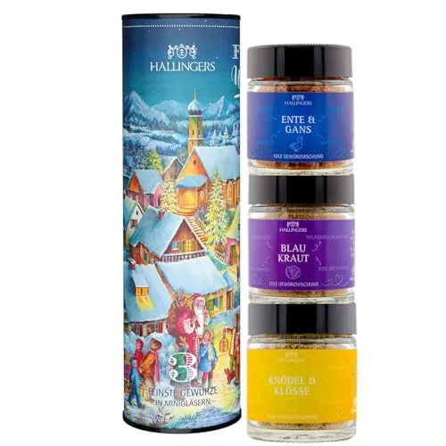 Hallingers Genuss Manufaktur Grillgewürze Geschenkset Weihnachten – 3 Premium Gewürze zum Grillen & BBQ in edler Wunderdose, Gewürze Set