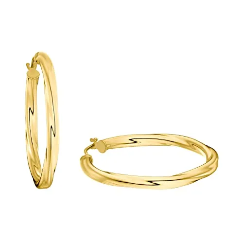 AMOR Paar Creolen 2015275 - Goldfarbene Ohrhänger - Ohrringe aus 585er Gelbgold, glänzende Oberfläche und stilvolles Design. Inklusive Etui, ideal für jeden Anlass und erschwinglich.