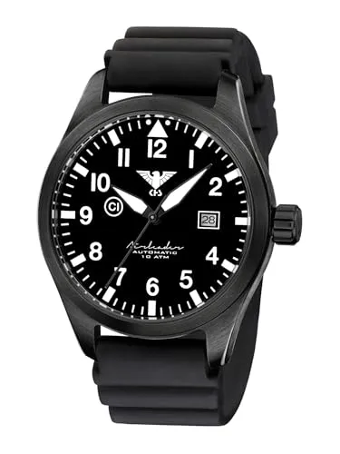 KHS Airleader Black Steel Automatic KHS.AIRBSABLA.DB mit Taucherband Schwarz