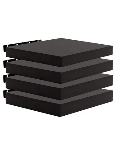 Woltu Wandregal 4-tlg. schwarz – modernes Schweberegal aus MDF - Praktisches 4-teiliges Wandregal für stilvolle Dekoration. Mit stabilen Metallhalterungen, einfache Montage und pflegeleichte Oberfläche. Ideal für jeden Raum!