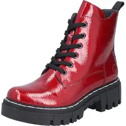 Rieker Damen Klassische Stiefeletten 74020, Rot - Wanderschuhe mit 5,2 cm Blockabsatz, ideal für Übergangszeiten und bequem dank Kunstleder und Reißverschluss.