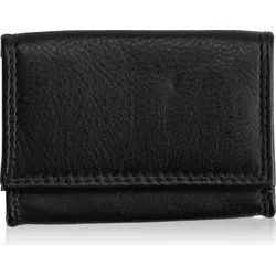 Josephine Osthoff Geldbörse Damen Portemonnaie klein KleinGeldbörse Herren slim Münzbörse Geldbeutel mit Münzfach echt Leder RFID-Schutz (205) - Schwarz