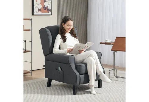 HOMCOM Relaxsessel mit Massage- und Wärmefunktion - Relaxsessel & -liegen mit zwei Vibrationsmassage-Motoren und Wärmefunktion für ultimativen Komfort. Neigbar bis 140° und ideal für entspannte Fernsehabende.