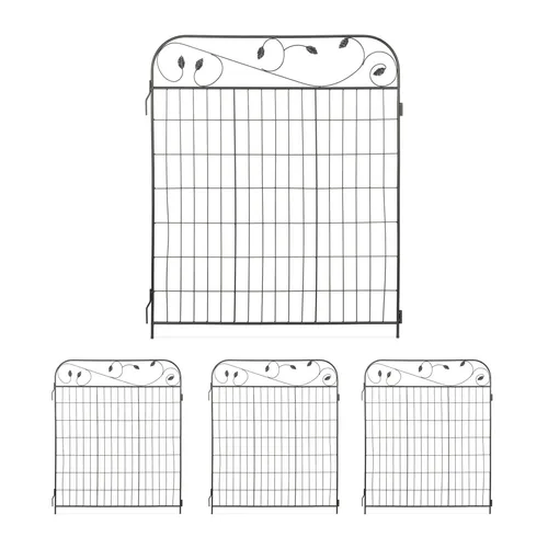 Relaxdays 4x Gartenzaun – Robuste Abgrenzung für Ihren Garten - Abgrenzungen, Rasenkante – Stabiler Gartenzaun aus wetterfestem Material, ideal für eine stilvolle Gestaltung Ihres Gartens.