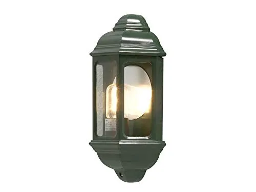 Außen LED Wandlaterne im nostalgischen Landhausstil - Nostalgische Außenwandleuchte aus grün lackiertem Aluminium, ideal für Terrassen und Balkone. Inklusive dimmbarer E27 Filament LED für warmweißes Licht.