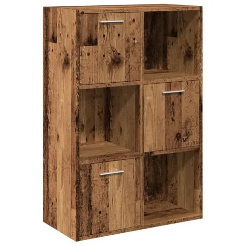 vidaXL Bücherschrank Altholz-Optik 60,5x30x90 cm - Büro-Bücherregale mit 6 Fächern für reichlich Stauraum, aus langlebigem Holzwerkstoff für optimale Festigkeit und Stabilität.