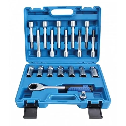 Stahl-Faust 28-teiliges Stoßdämpfer Federbein Domlager Werkzeug Set - Umfassendes Werkzeug-Set für den einfachen Austausch von Stoßdämpfern und Federbeinen, ideal für Hobby-Mechaniker und Profis.