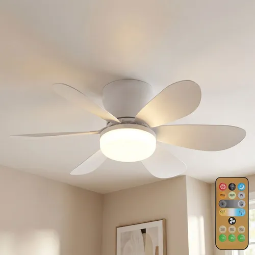 Deckenventilator Deckenlampe Windmaschine Fernbedienung weiß Dimmer 3 Stufen LED