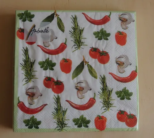 Servietten Knoblauch Tomaten Paprika Kräuter 1 Packung OVP Motivservietten am 20