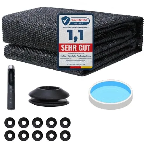 Melko Solarfolie Pool Ø 305 cm Poolabdeckung für effiziente Wärmespeicherung Solarplane Ösen Solarabdeckung Schwarz PVC Wärmeplane für Schwimmbäder