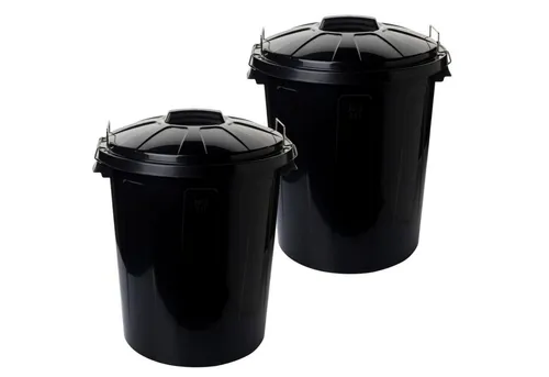 Centi Mülleimer Robuste Mülltonne mit Deckel schwarz 75L