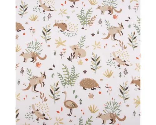 Produktbild SCHÖNER LEBEN. Stoff Baumwollstoff Meterware Webware Tiere aus weiß grün beige 1,47m, allergikergeeignet