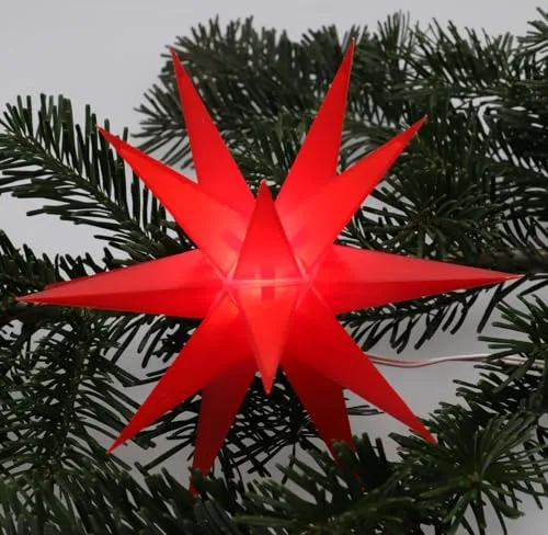 GURU SHOP LED Ministern Baltasar Für Innen, Außen - rot/Komplettset mit Batteriebox, 3xAA, 4,5 V, 18x18x18 cm