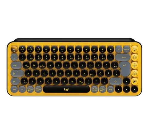 Logitech POP Keys Mechanische kabellose Tastatur - Kompakte kabellose Tastatur mit 8 anpassbaren Emoji-Tasten für ein individuelles Tipp-Erlebnis und verbessertes Design für bessere Körperhaltung.