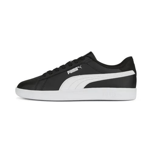 Puma Smash 3.0 L Unisex Sneaker - Puma Black/Puma White, 46 EU - Herren-Sneaker mit Schnürung für optimale Passgenauigkeit und gepolstertem Schuhkragen für hohen Tragekomfort.