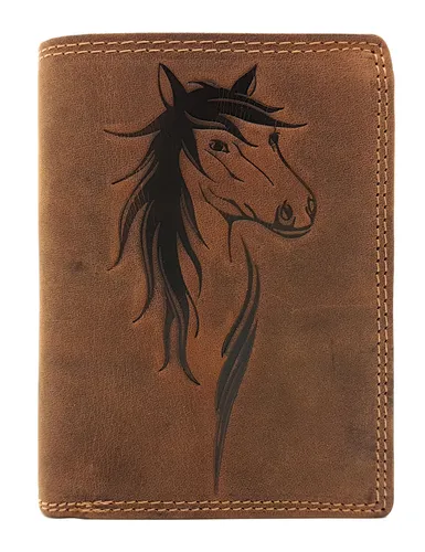 echt Leder Damen Mädchen Geldbörse Jockey Club mit RFID Schutz - Geldbörse für Damen aus hochwertigem Leder mit RFID-Schutz, ideal für Sicherheit und Stil. Mit Fotofach und tierischem Design, perfekt für Pferdeliebhaber.