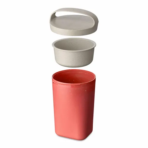 Koziol Snackpot Buddy mit Einsatz und Deckel, Snackdose, Nature Coral, 700 ml