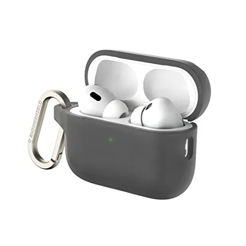 RHINOSHIELD AirPods Case mit Karabiner kompatibel mit Apple [AirPods Pro 2] | Fallschutz in Militärqualität, Kratzfest, kabelloses Aufladen - [Klassik Schwarz, Standard Set]
