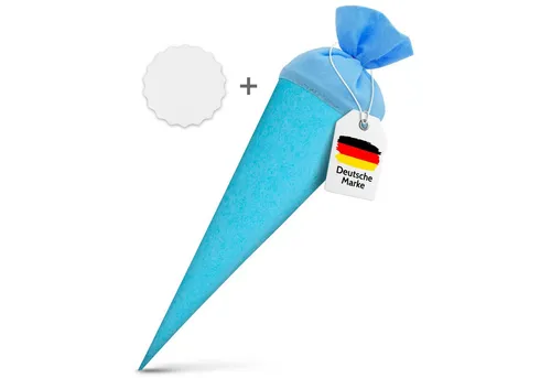 itenga Schultüte itenga Set Pazifikblau Schultüte Rohling 70 cm rund + Namensschild Ste