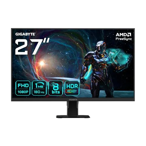 Gigabyte GS27FA Gaming-Monitor - Gaming-Monitor mit 180 Hz Super Speed IPS-Panel für flüssiges Spielen und 1 ms Reaktionszeit. Ideal für Gamer, die höchste Bildqualität und Komfort verlangen.