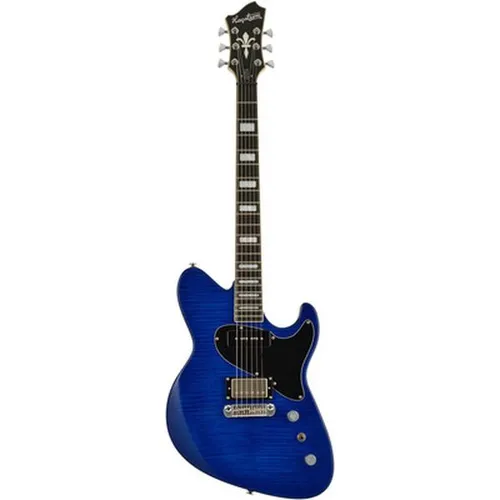 Hagstrom Adina Blue Sky E-Gitarre - E-Gitarre mit Double Cutaway, mahagoni Korpus und kanadischer Ahorn-Decke, ideal für vielseitige Klänge und beeindruckende Optik in Blue Sky.