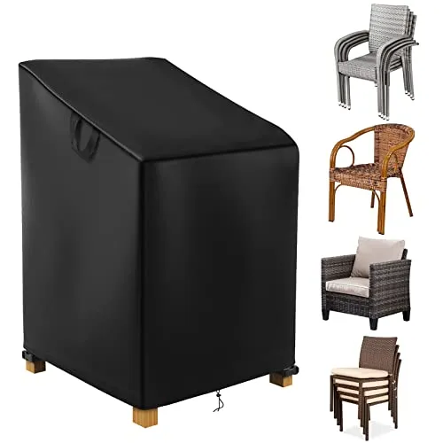 Raweao Gartenstuhle Abdeckung Wasserdicht, Gartenstühle Schutzhülle für Stapelstühle, 420D Oxford Abdeckhauben für Gartenmöbel mit Reißverschluss Abdeckplane(70x70x85/125cm)