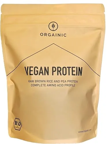Orgainic Vegan Protein Vanille bio - Veganes Proteinpulver für Muskelaufbau, mit 60% Reis- und 40% Erbsenprotein für ein ideales Aminosäurenprofil, ohne Chemie und Zusatzstoffe.