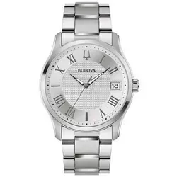 Bulova 96B391 Herrenuhr Wilton 41mm - Silber - Herrenuhr aus Edelstahl mit 3ATM Wasserdichtigkeit, elegantem Silberdesign und Datumsanzeige für stilvolle Männer.
