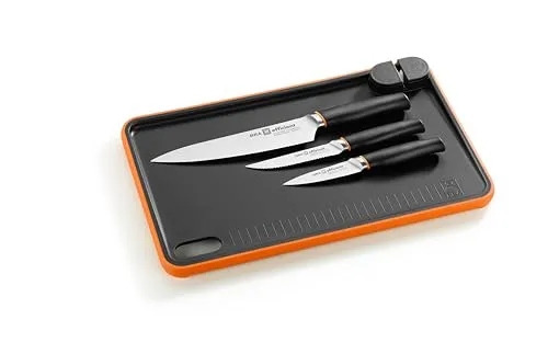 BRA Efficient | Set mit 3 effizienten Messern mit Schneidebrett