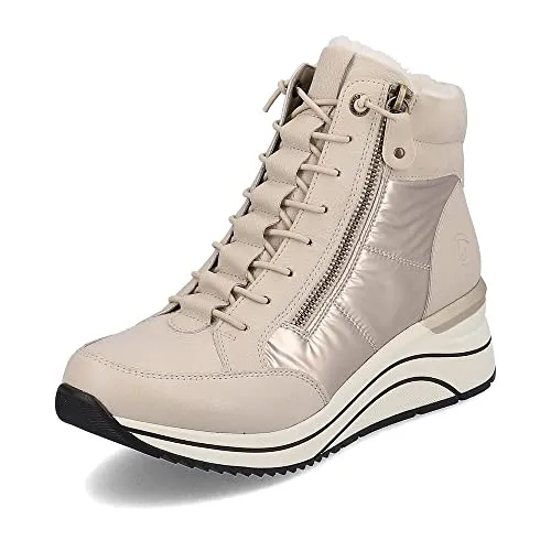 Remonte Damen Schnürstiefeletten D0T72, Beige Kombi (60), 39 EU - Wanderschuhe mit Lite 'n Soft Technologie für optimalen Komfort. Die herausnehmbare, schockabsorbierende Innensohle bietet Platz für individuelle Einlagen und sorgt für ein angenehmes Fußklima.