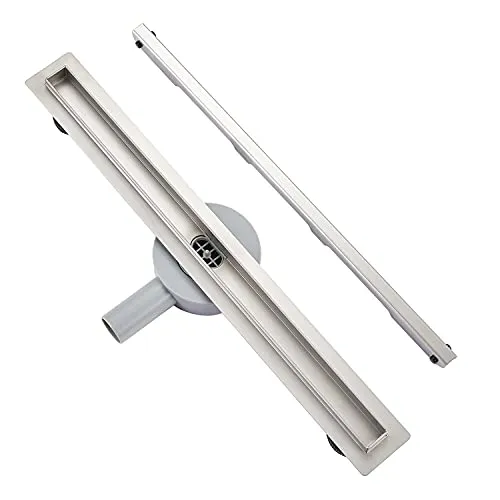 Plumbsys Duschrinne Edelstahl 80cm,Simplismus-Stil Schlankes Bodenablauf Komplettset ,Duschablauf 360° drehbarer Siphon mit Geruchsstop und Haarsieb,Ablaufrinne Schnelle Drainage