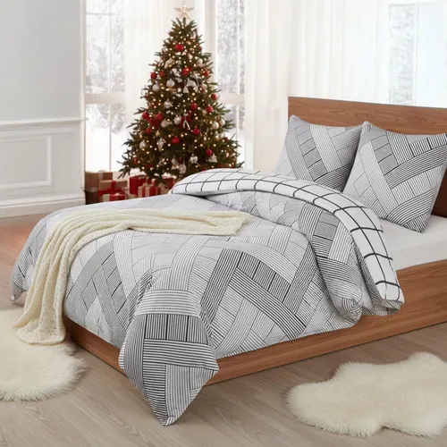 Buymax® Biber Bettwäsche Set 135x200 cm in grau von Buymax