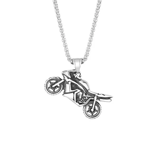 Halskette Motorrad Edelstahl Silber Herren Kette Herrenhalskette modern Biker