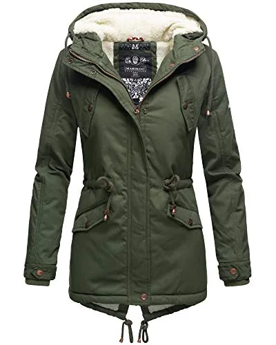 Produktbild MARIKOO Manolya Damen Winterjacke Stepp Parka Teddyfell Grün 34