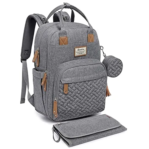 RUVALINO Baby Wickelrucksack mit Wickelauflage - Multifunktionale Wickeltasche mit tragbarer Wickelauflage, isolierten Taschen und Kinderwagengurten, ideal für stressfreies Reisen mit Baby.