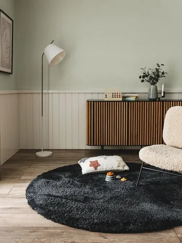 benuta Nest Hochfloorteppich Rund Cloudy Anthrazit ø 80 cm - Stilvoller Kurzflor-Teppich für dein Zuhause - Der benuta Hochfloorteppich Cloudy in Anthrazit bringt modernen Stil in dein Wohnzimmer. Er vereint Komfort und Eleganz und passt sich harmonisch in jede Einrichtung ein.