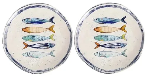 WestCraft Speiseteller mit Sardinen-Motiv, 26 cm in weiß von WESTCRAFT