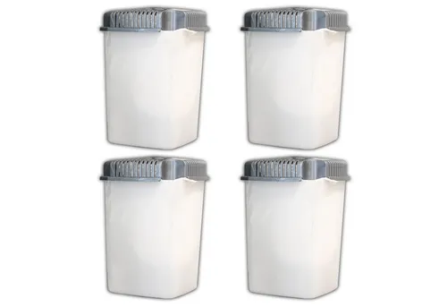 HAC24 Granulat-Luftentfeuchter 4x Raumentfeuchter Raum Trockner Entfeuchter, Tank 1,40 l, mit Ausgießer 14x14x19,5 cm je 680g Granulat