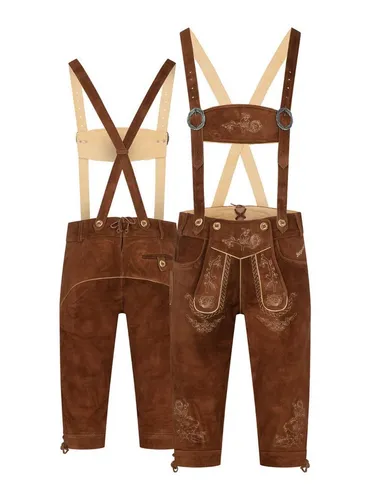 Steigenhöfer Manufaktur Trachtenlederhose Lederhose Herren Tracht Kniebund - Alexander - 100% Rindsleder (Inklusive verstellbarer Träger) Traditionelle Echtlederhose - Ideal für Dein Oktoberfest Herren Outfit