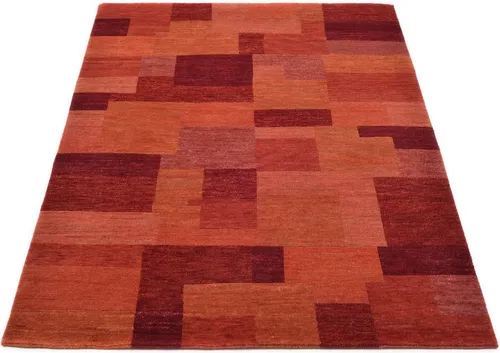 Cazaris Wollteppich Rot, 200x300 cm, Rechteckig - Handgeknüpfter Wollteppich in Rot (200x300 cm) mit Karo-Muster. Ideal für Fußbodenheizung geeignet, sorgt für Gemütlichkeit und verleiht jedem Raum einen besonderen Akzent.