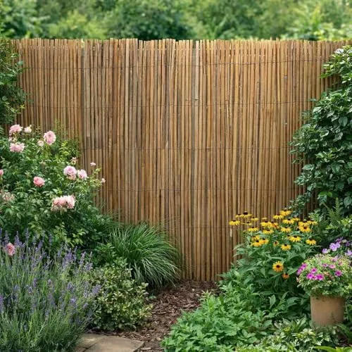 Bambusmatte Sichtschutzzaun 1,00m x 4,00m - Hochwertige Bambusmatte für Sicht- und Windschutz im Garten. Einfache Montage, individuell kürzbar und mit Befestigungsdrähten. Natürliche Optik für mehr Privatsphäre.