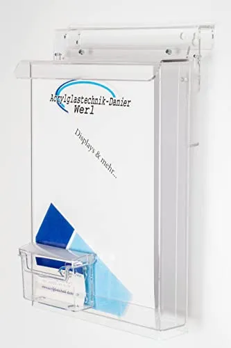 Acrylglastechnik Danier DIN A4 Prospektbox mit Visitenkartenbox