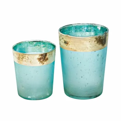 Loberon Windlicht 2er Set Ewena, getöntes Glas mit Antik-Finish - Kerzen im Glas, mundgeblasen mit einzigartigem Antik-Finish, langlebig und nachhaltig, perfekt für dekorative Akzente in Ihrem Zuhause.