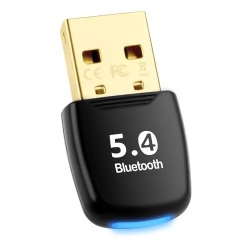 LDERFIV Bluetooth PC 5.4 Dongle, USB Bluetooth Adapter, PC Bluetooth Stick, Kompatibel mit Win 8.1/10/11/7