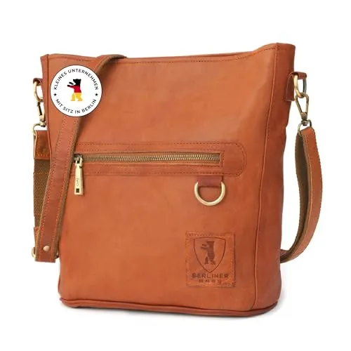 Berliner Bags Vintage Schultertasche Siena - Mittelgroße Umhängetasche aus Leder für Damen - Stylische Schultertasche Siena aus pflanzlich gegerbtem Leder, mit abnehmbarem Etui und geräumigen Fächern. Ideal für den Alltag, entworfen in Berlin und TÜV-zertifiziert für Qualität und Langlebigkeit.