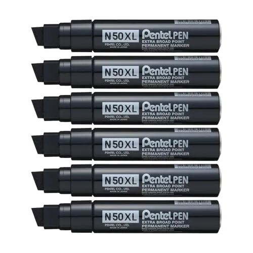Pentel N50 X L Keilspitze permanent marker – Schwarz (6 Stück)