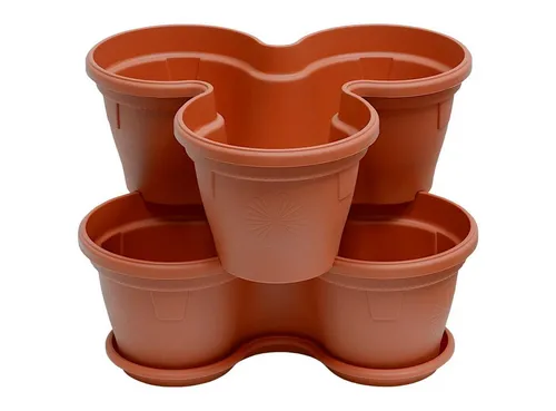Engelland Blumenständer Säulentopf, Hochbeet, Kräuterbeet (Vorteils-Set, 2 St., 11 Liter Fassungsvermögen je Ebene), fallsicher, UV-beständig, stapelbar, platzsparend, robuster Kunststoff