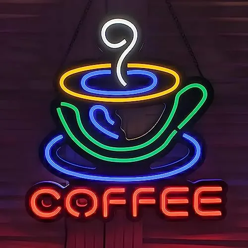 Coffee bunt Neonlicht LED Neon Schild XL Licht Lampe Reklame Leuchte Party Wand Dekoration Hintergrund Beleuchtung Deko Wandleuchte Disko BAR Deko Laden Schaufenster Kiosk Club geöffnet